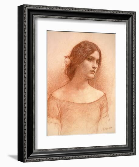 Study for 'The Lady Clare', C.1900 (Red Chalk on Paper) (See 55018)-John William Waterhouse-Framed Premium Giclee Print