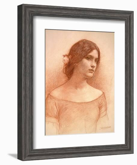 Study for 'The Lady Clare', C.1900 (Red Chalk on Paper) (See 55018)-John William Waterhouse-Framed Giclee Print