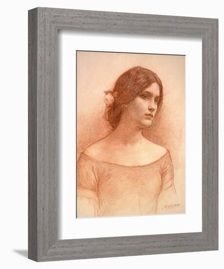 Study for 'The Lady Clare', C.1900 (Red Chalk on Paper) (See 55018)-John William Waterhouse-Framed Giclee Print