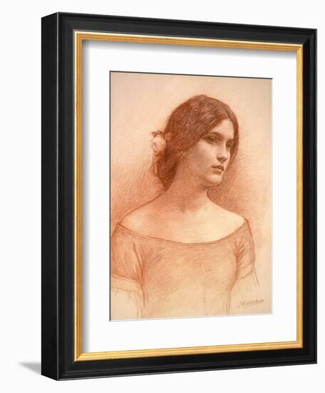 Study for 'The Lady Clare', C.1900 (Red Chalk on Paper) (See 55018)-John William Waterhouse-Framed Giclee Print