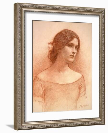 Study for 'The Lady Clare', C.1900 (Red Chalk on Paper) (See 55018)-John William Waterhouse-Framed Giclee Print