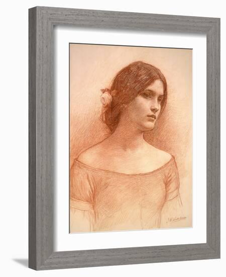 Study for 'The Lady Clare', C.1900 (Red Chalk on Paper) (See 55018)-John William Waterhouse-Framed Giclee Print