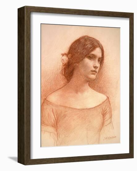 Study for 'The Lady Clare', C.1900 (Red Chalk on Paper) (See 55018)-John William Waterhouse-Framed Giclee Print