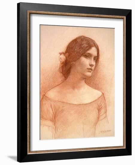 Study for 'The Lady Clare', C.1900 (Red Chalk on Paper) (See 55018)-John William Waterhouse-Framed Giclee Print