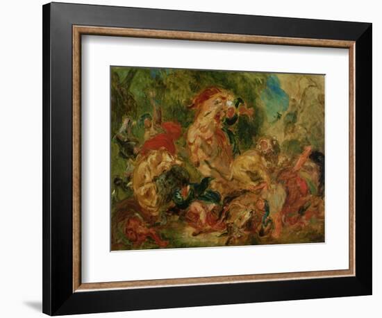 Study for the Lion Hunt, 1854-Eugene Delacroix-Framed Giclee Print