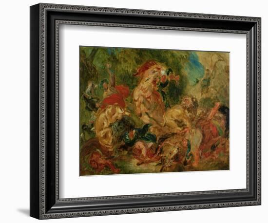 Study for the Lion Hunt, 1854-Eugene Delacroix-Framed Giclee Print