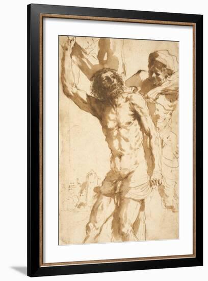 Study for the Martyrdom of Saint Bartholomew, 1635-36-Guercino-Framed Giclee Print