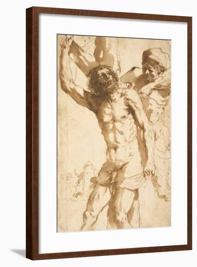 Study for the Martyrdom of Saint Bartholomew, 1635-36-Guercino-Framed Giclee Print