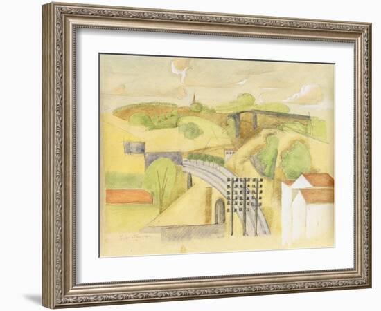 Study for the Meulan Viaduct; Etude Pour Le Viaduc de Meulan, 1912-Roger de La Fresnaye-Framed Giclee Print