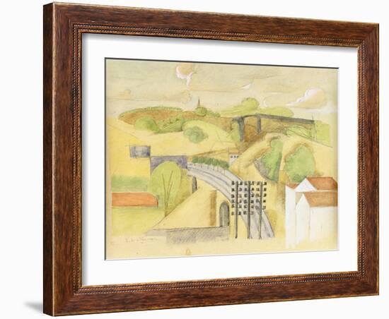 Study for the Meulan Viaduct; Etude Pour Le Viaduc de Meulan, 1912-Roger de La Fresnaye-Framed Giclee Print