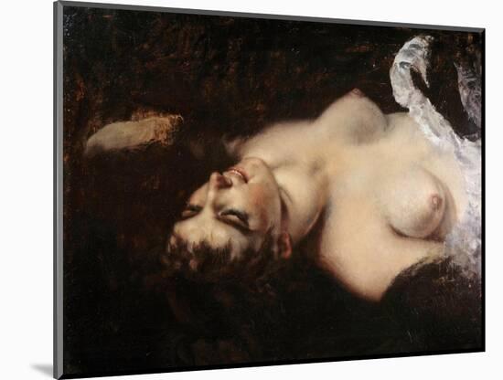 Study for the Woman with the Parrot the Model Could Be Joanna Hiffernan, Dit Jo - Painting by Gusta-Gustave Courbet-Mounted Giclee Print
