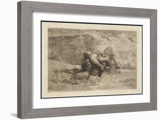 Study for Undertow, C.1886 (Etching, Open-Bite, Stopping out & Scraping on Cream Simili-Japanese Ve-Winslow Homer-Framed Giclee Print