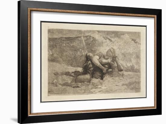 Study for Undertow, C.1886 (Etching, Open-Bite, Stopping out & Scraping on Cream Simili-Japanese Ve-Winslow Homer-Framed Giclee Print