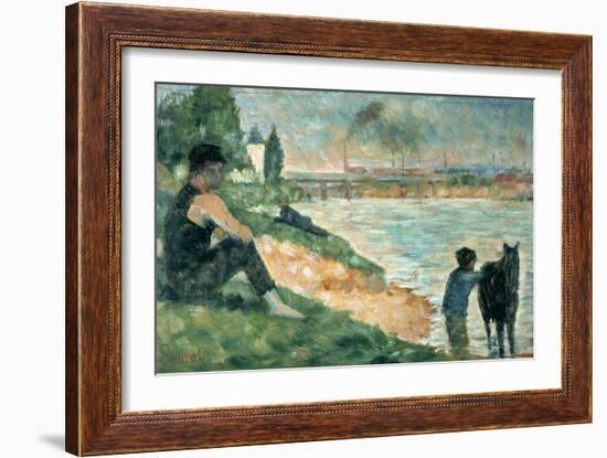 Study for Une Baignade, 1883-Georges Seurat-Framed Giclee Print