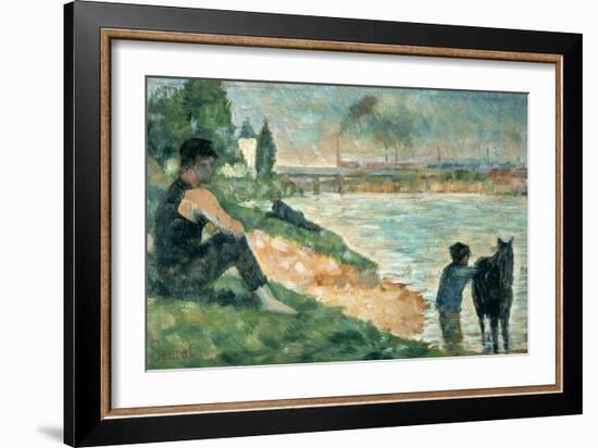 Study for Une Baignade, 1883-Georges Seurat-Framed Giclee Print