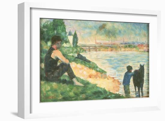 Study for 'Une Baignade', C.1883-Georges Seurat-Framed Giclee Print