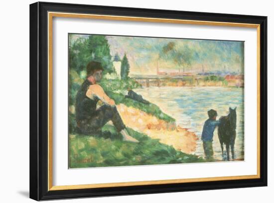 Study for 'Une Baignade', C.1883-Georges Seurat-Framed Giclee Print