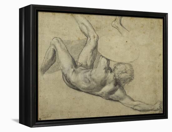 Study for Warrior Fallen in 'The Battle of Constantine', Sala Di Costantino (Chalk on Paper)-Giulio Romano-Framed Premier Image Canvas