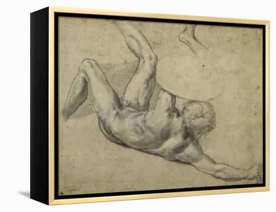 Study for Warrior Fallen in 'The Battle of Constantine', Sala Di Costantino (Chalk on Paper)-Giulio Romano-Framed Premier Image Canvas