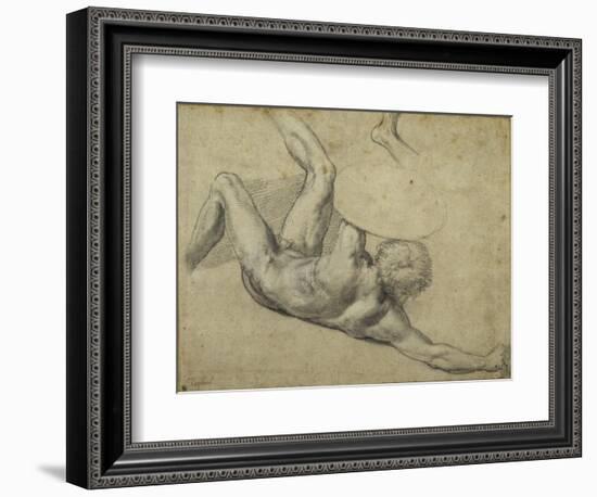 Study for Warrior Fallen in 'The Battle of Constantine', Sala Di Costantino (Chalk on Paper)-Giulio Romano-Framed Giclee Print