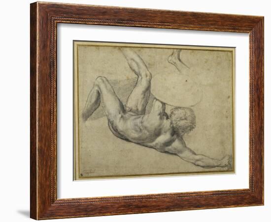 Study for Warrior Fallen in the 'Battle of Constantine', Sala Di Costantino-Giulio Romano-Framed Giclee Print