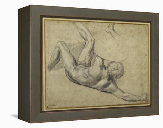 Study for Warrior Fallen in the 'Battle of Constantine', Sala Di Costantino-Giulio Romano-Framed Premier Image Canvas