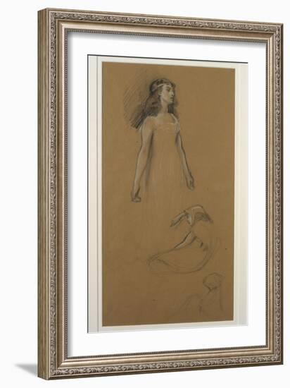 Study for Yseult for 'Tristram and Yseult' (Pencil on Paper)-Herbert James Draper-Framed Giclee Print