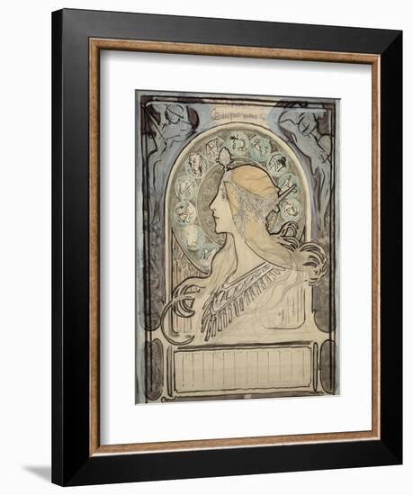 Study for 'Zodiac', 1896-Alphonse Mucha-Framed Giclee Print