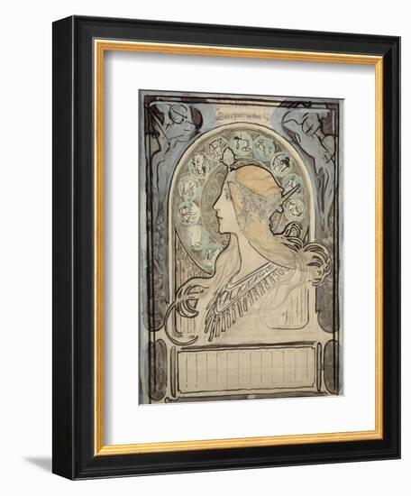 Study for 'Zodiac', 1896-Alphonse Mucha-Framed Giclee Print