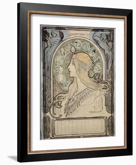 Study for 'Zodiac', 1896-Alphonse Mucha-Framed Giclee Print