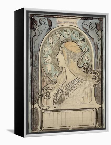 Study for 'Zodiac', 1896-Alphonse Mucha-Framed Premier Image Canvas