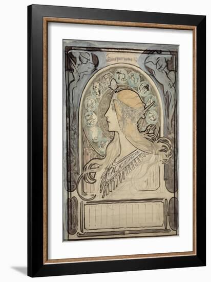 Study for 'Zodiac', 1896-Alphonse Mucha-Framed Giclee Print