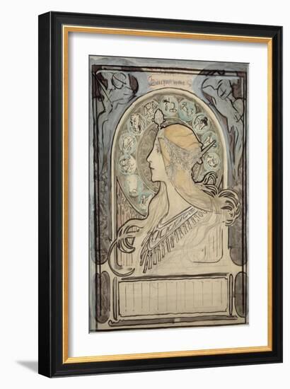 Study for 'Zodiac', 1896-Alphonse Mucha-Framed Giclee Print