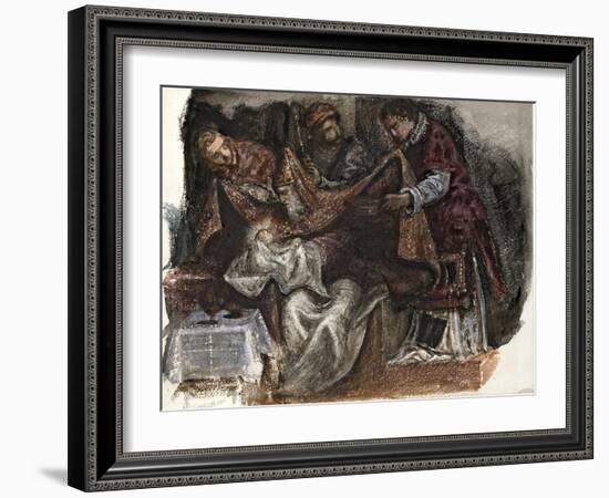 Study from Tintoretto's Circumcision in the Scuola Grande Di San Rocco, 1862-Edward Burne-Jones-Framed Giclee Print