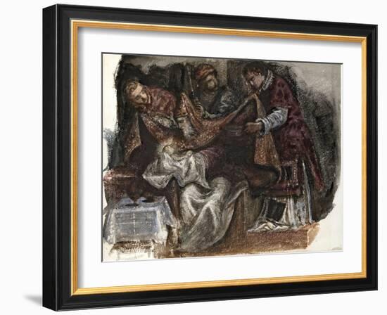 Study from Tintoretto's Circumcision in the Scuola Grande Di San Rocco, 1862-Edward Burne-Jones-Framed Giclee Print