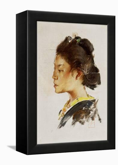 Study Head of a Japanese Girl, 1890-92-Robert Frederick Blum-Framed Premier Image Canvas