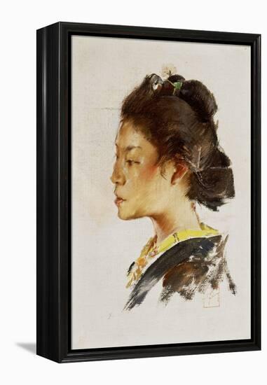 Study Head of a Japanese Girl, 1890-92-Robert Frederick Blum-Framed Premier Image Canvas