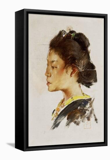 Study Head of a Japanese Girl, 1890-92-Robert Frederick Blum-Framed Premier Image Canvas