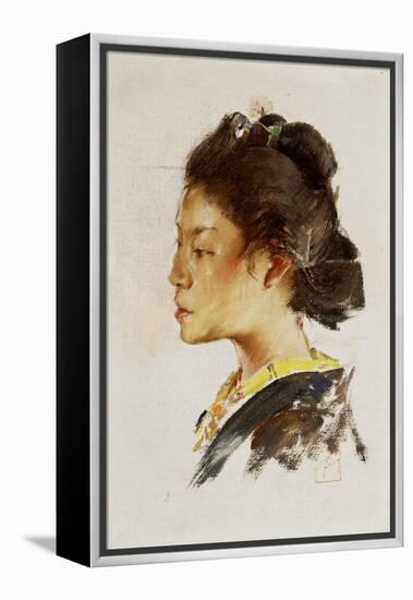 Study Head of a Japanese Girl, 1890-92-Robert Frederick Blum-Framed Premier Image Canvas