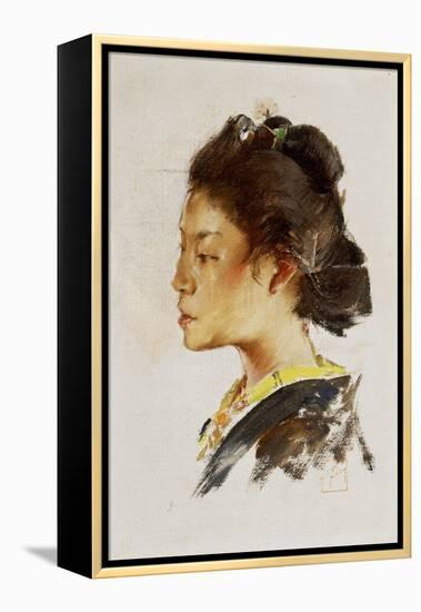 Study Head of a Japanese Girl, 1890-92-Robert Frederick Blum-Framed Premier Image Canvas