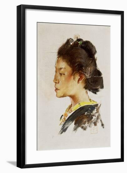 Study Head of a Japanese Girl, 1890-92-Robert Frederick Blum-Framed Giclee Print