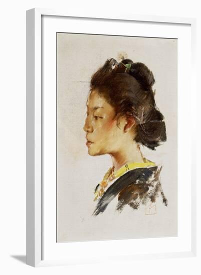 Study Head of a Japanese Girl, 1890-92-Robert Frederick Blum-Framed Giclee Print