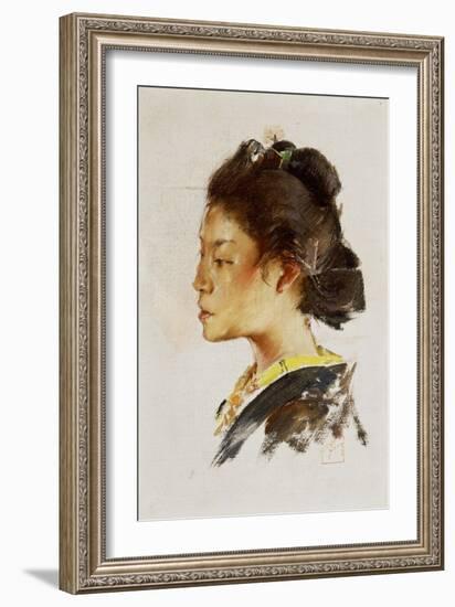 Study Head of a Japanese Girl, 1890-92-Robert Frederick Blum-Framed Giclee Print