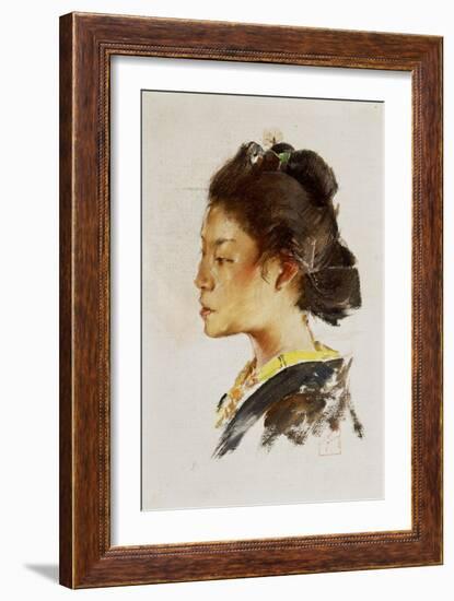 Study Head of a Japanese Girl, 1890-92-Robert Frederick Blum-Framed Giclee Print