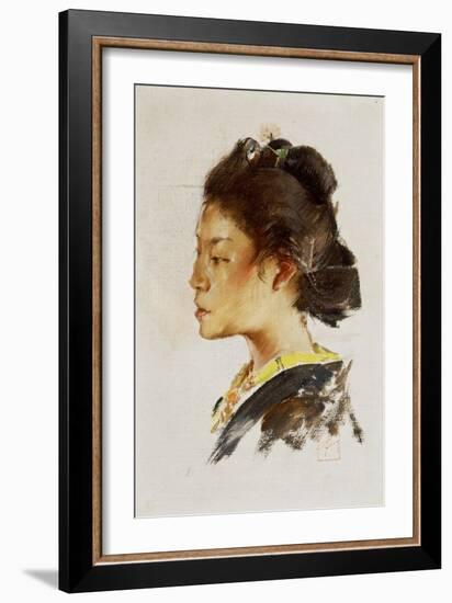 Study Head of a Japanese Girl, 1890-92-Robert Frederick Blum-Framed Giclee Print