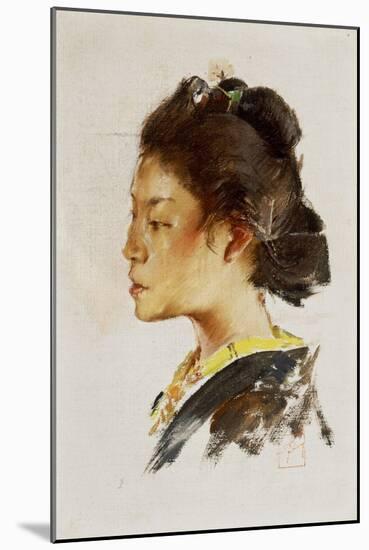 Study Head of a Japanese Girl, 1890-92-Robert Frederick Blum-Mounted Giclee Print