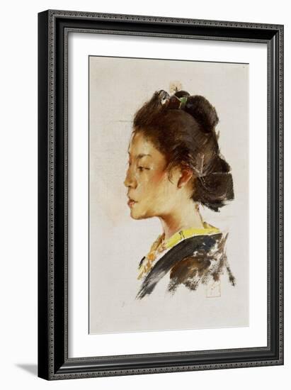 Study Head of a Japanese Girl, 1890-92-Robert Frederick Blum-Framed Giclee Print