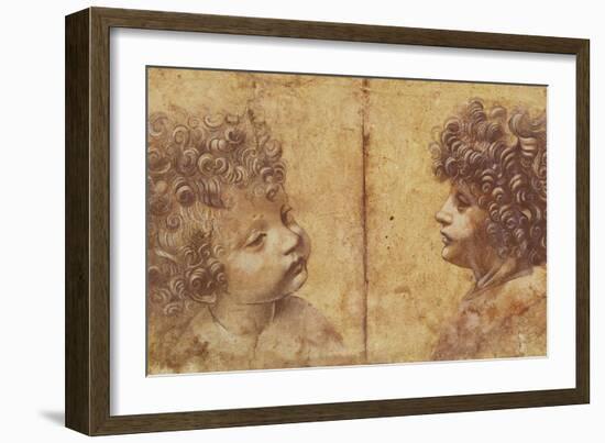 Study of a Child's Head-Leonardo da Vinci-Framed Giclee Print