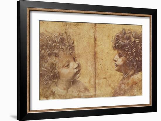 Study of a Child's Head-Leonardo da Vinci-Framed Giclee Print