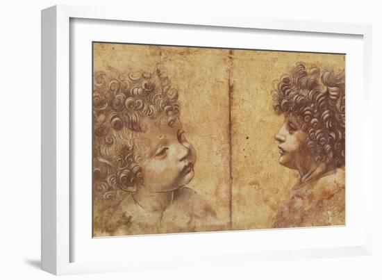 Study of a Child's Head-Leonardo da Vinci-Framed Giclee Print